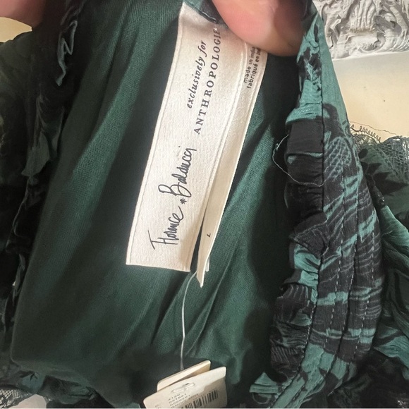 Anthropologie Green Floral Mini Dress - Picture 6 of 8